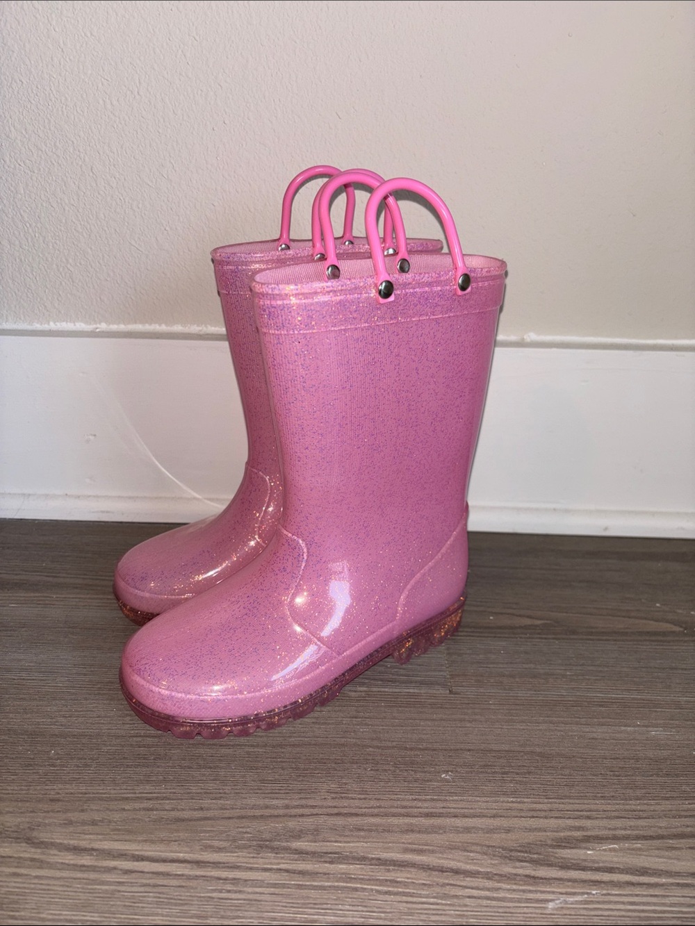 K KomForme Girls Glitter Rain Boots Size 13Y